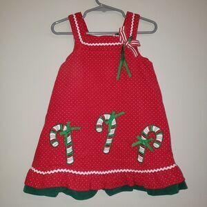RARE EDITIONS CANDY CANE CHRISTMAS DRESS SIZE 2T VINTAGE